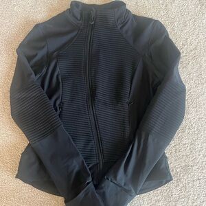 Black Ribbed Zip-Up Jacket